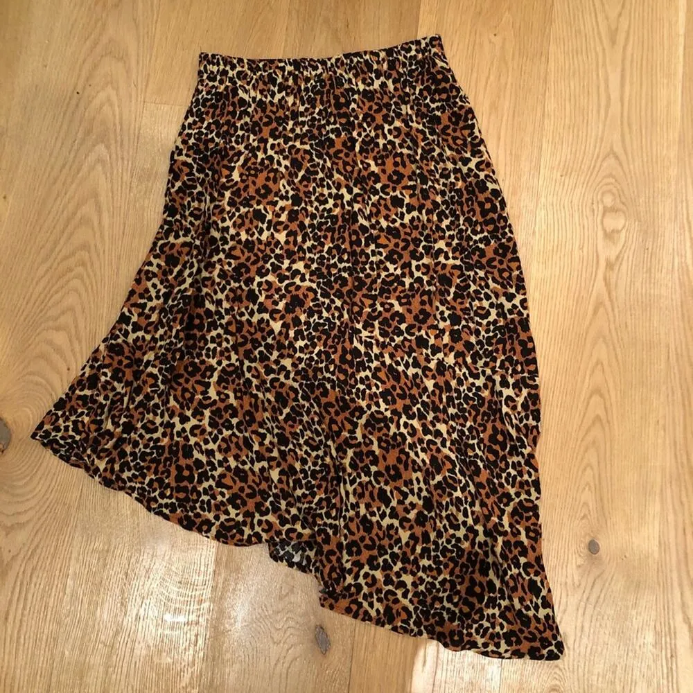 Band of Gypsies - Leopard Print Asymmetrical Midi Skirt in Brown and Black - Image 2
