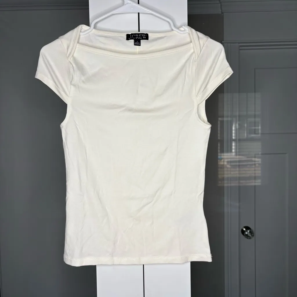 J.Crew NWT  Refined Rib Cap-sleeve Shirt Ivory - Image 2