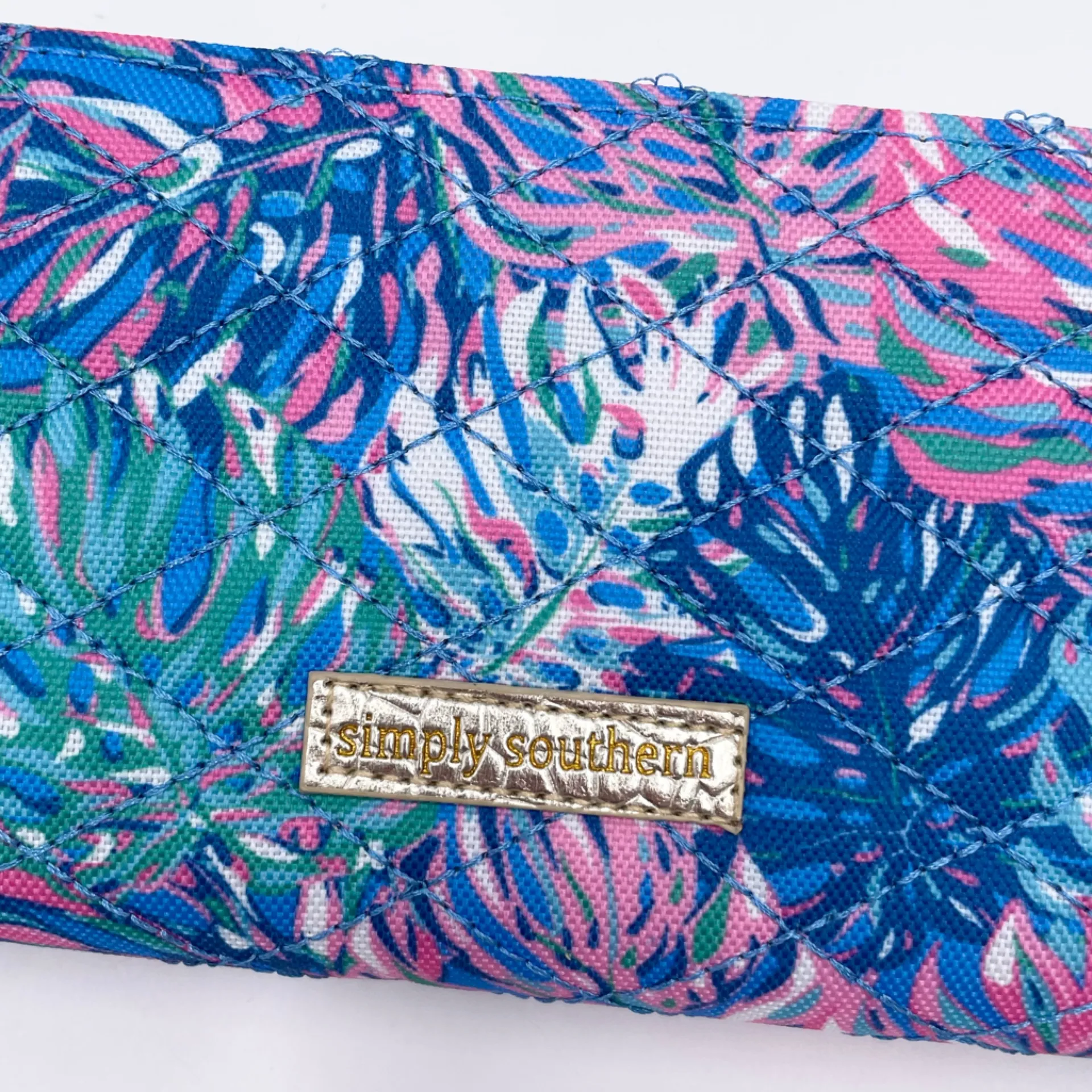 Simply Southern Zip Around Wristlet Wallet Tropical Reef Blue Pink Quilted - Image 4