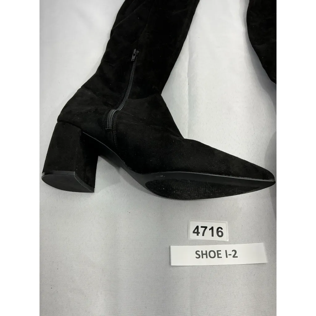 Womans Steve Madden Nifty Otk Boots Pull On 9.5 M Black 1/4 Zip Pointed Toe Heel - Image 3