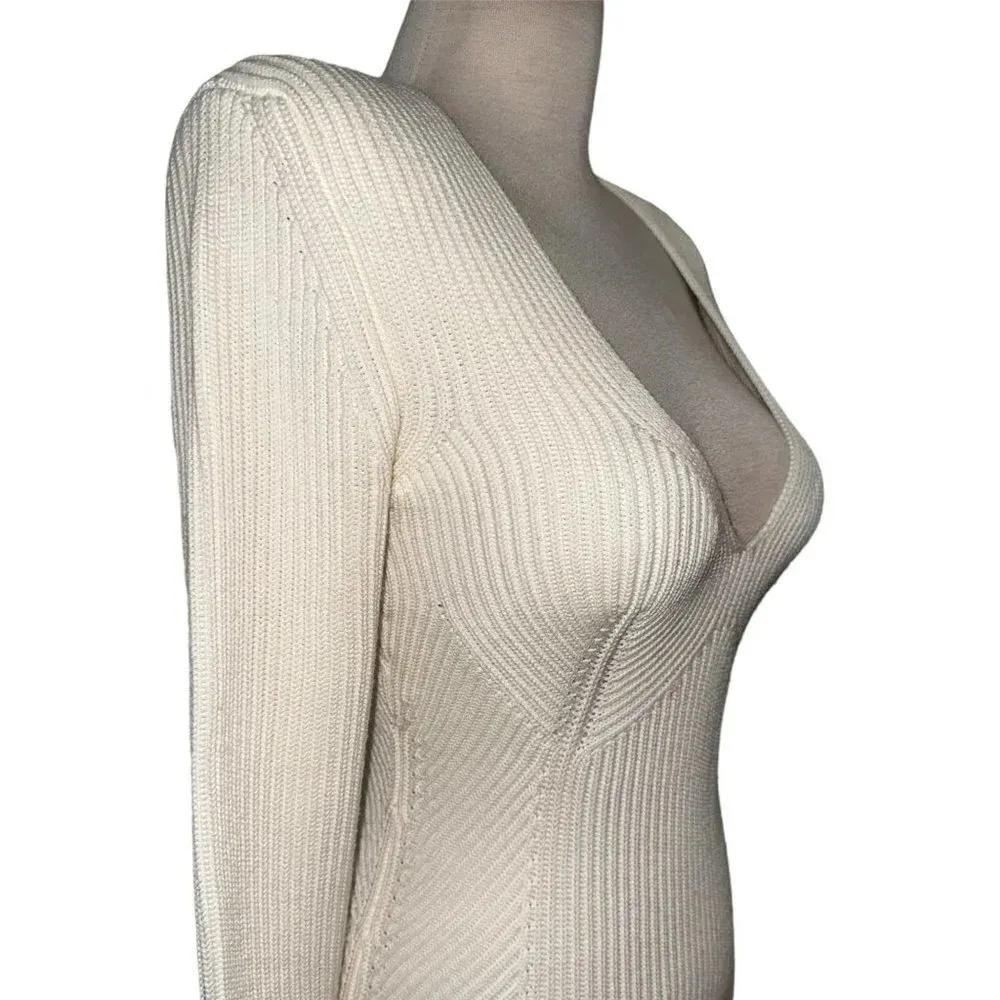 GAUGE81 Artik Dress in Ivory Large New Womens Sweater Knit Mini White - Image 6