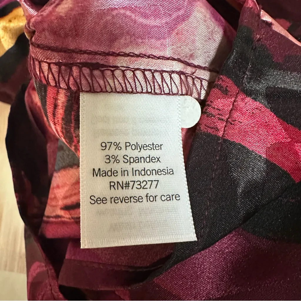 Nine West Plum Purple Abstract Marble Print Mock Neck Long Sleeve Blouse Size XL - Image 12