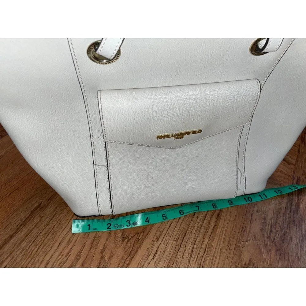 Karl Lagerfeld Paris Saffiano Leather Mushroom Handbag - Image 7