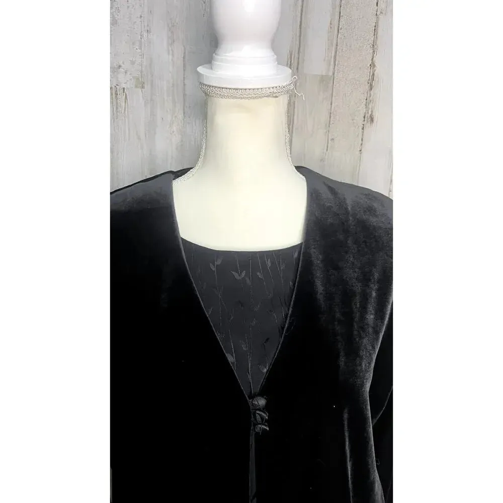 NWT Jantzen Classics Women's Medium Black‎ Velour Blouse & Jacket Set Black - Image 2