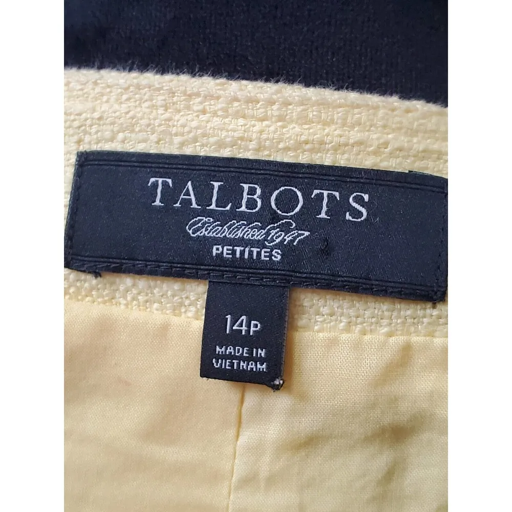 Talbots Women's Yellow Cotton Long Sleeve Casual Button Front Jacket Blazer 14P - Image 10
