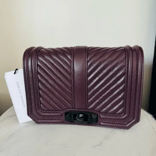 Rebecca Minkoff Small Love Leather Quilted‎ Crossbody Bag,  Burgundy, NWT - Image 5