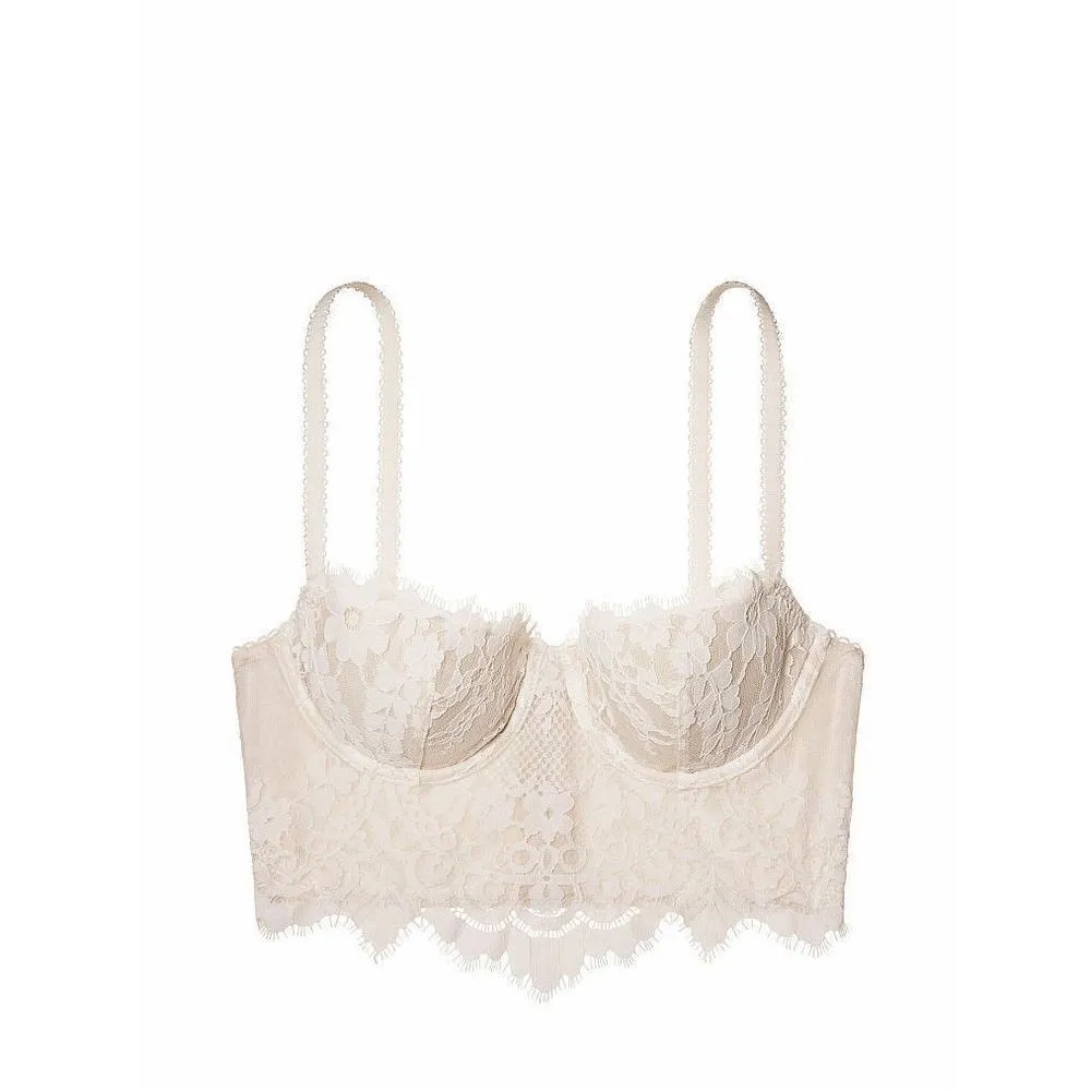 Victorias Secret Ivory White Dream Angels Bridal Long Lined Demi Bra 34C - Image 12