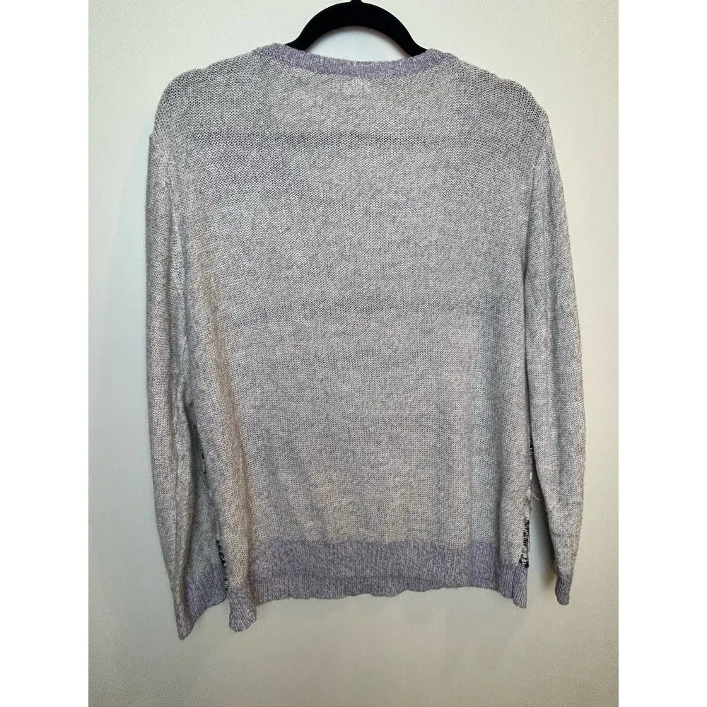 Westport Striped Women’s Sweater Size Large Western Pink Fringe Preppy Cottage - Image 5