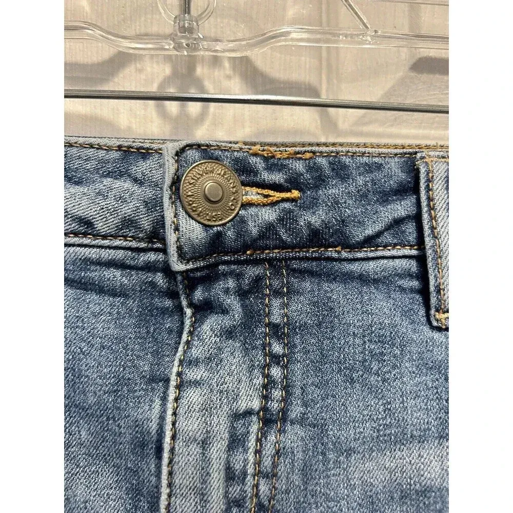 Silver Jeans Francy Mini Skirt‎ Womens 6 Blue Denim Mid Rise Raw Hem Zip Fly - Image 5