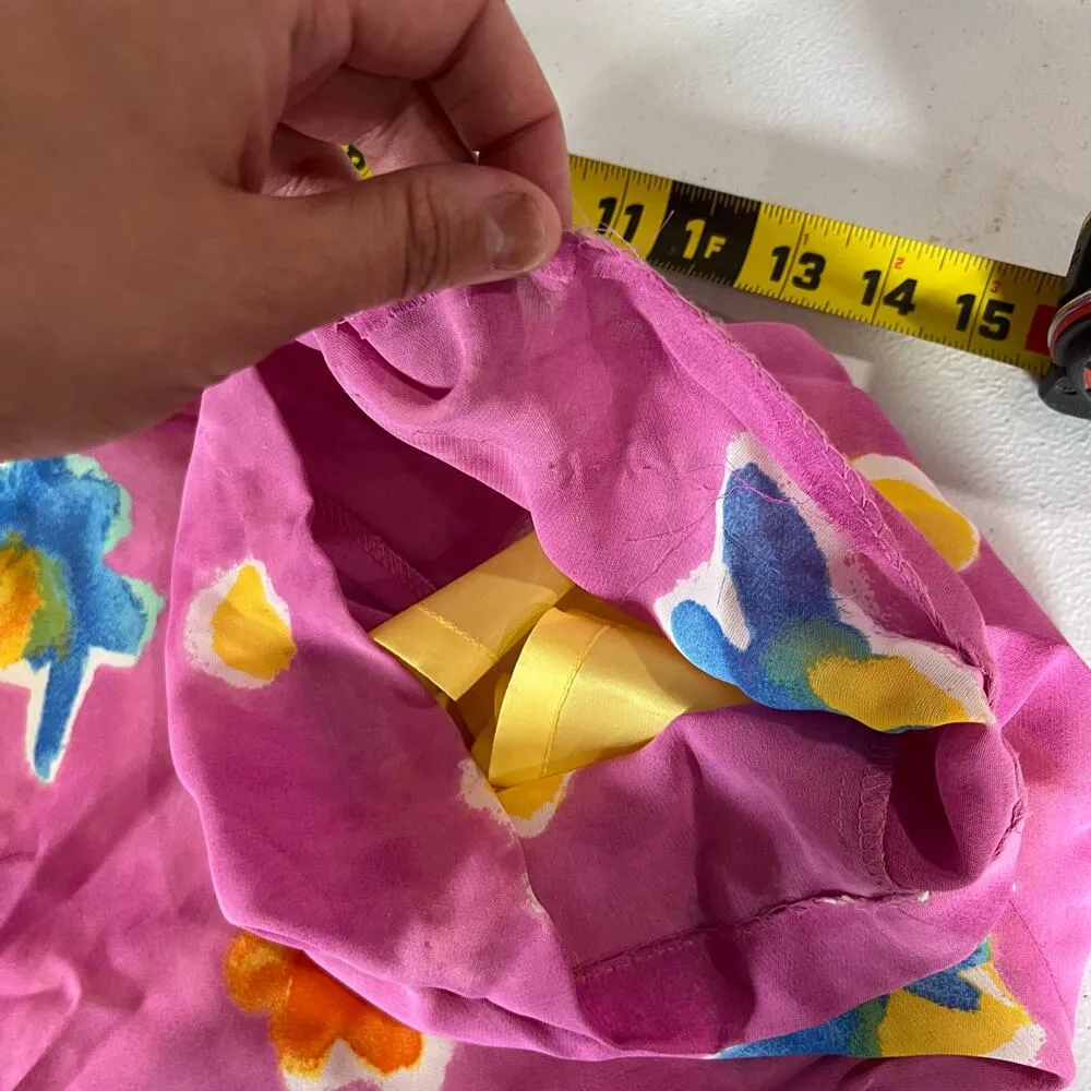 Vintage Cache Pink Large Flower Wide Leg Chiffon Jumpsuit Womens Size 4 - Image 9