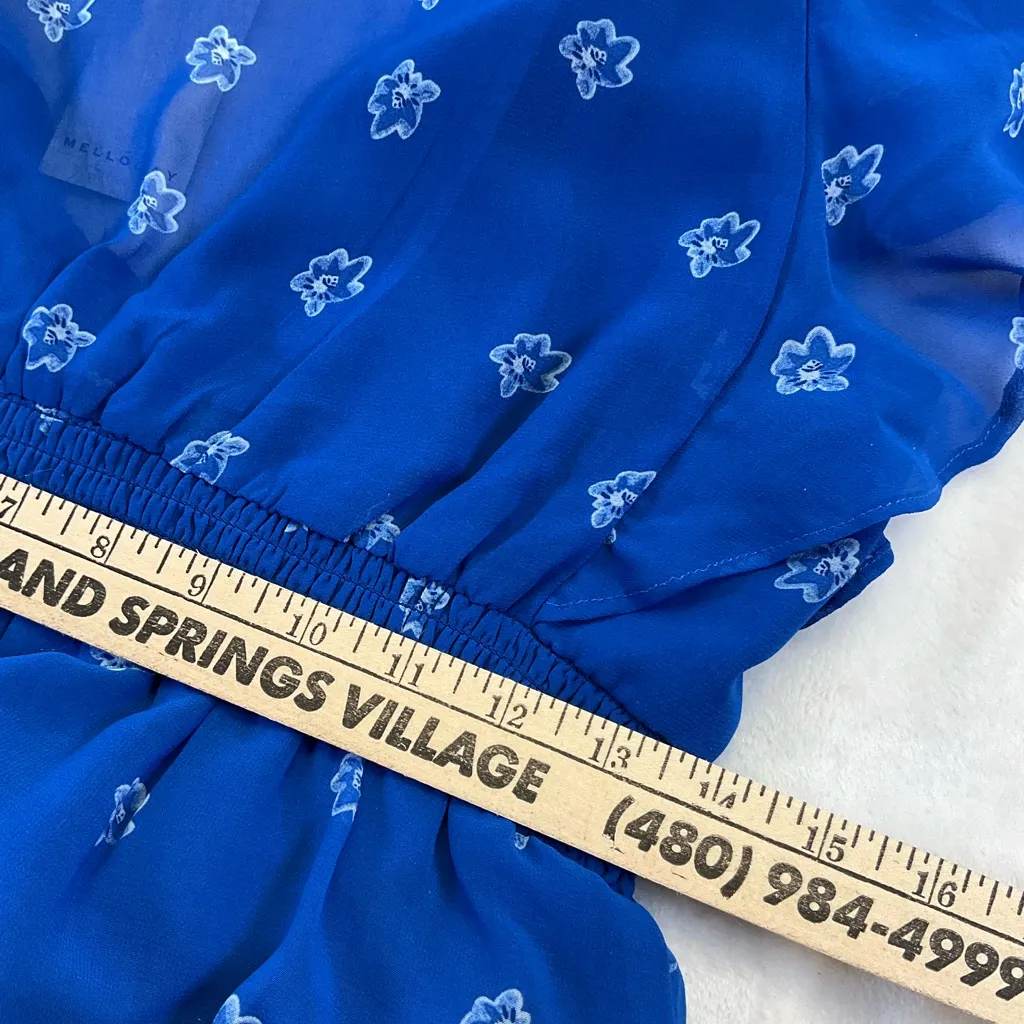 👗 Melloday floral ruffle asymmetric midi dress Cottagecore Prairie Boho‎ blue - Image 8