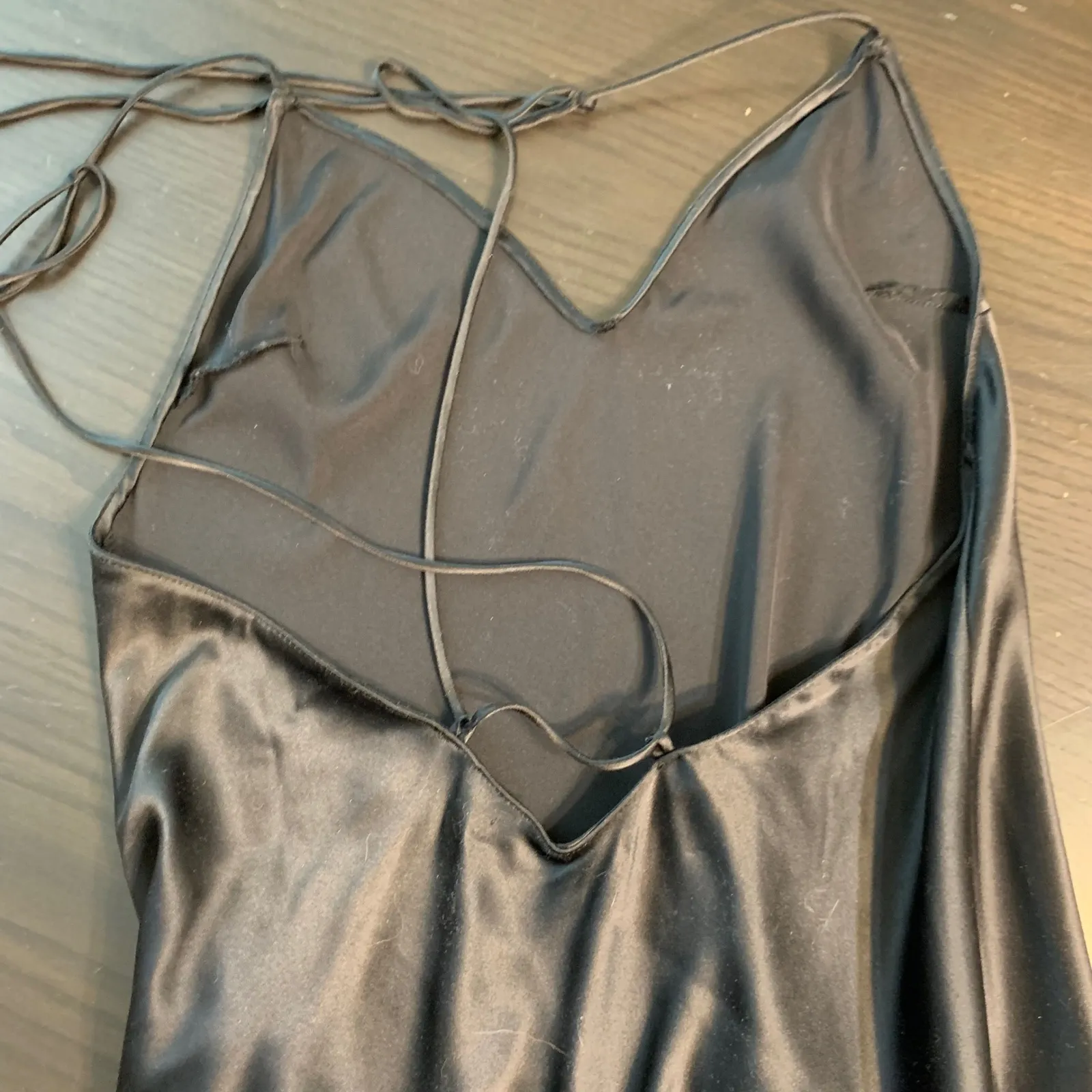 Victoria's Secret Black Satin Slip Maxi Dress Lingerie Small Sexy Formal Event - Image 11