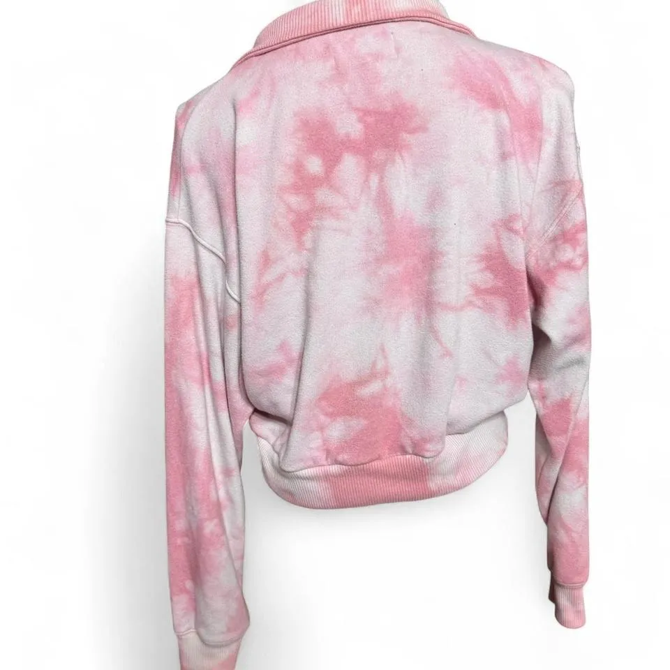 Y2K Pink Tye Dye Pullover Quarter Zip Victoria's Secret Jacket Women's Medium - Image 4
