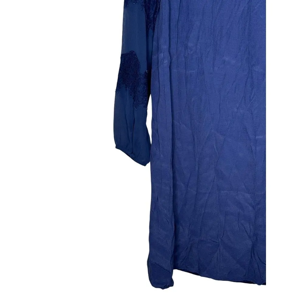 Boden Women's Dress‎ Sasha Lined Sheer Arms Long Sheer Lace Sleeve Swing Navy 6R Blue Size 6 - Image 10