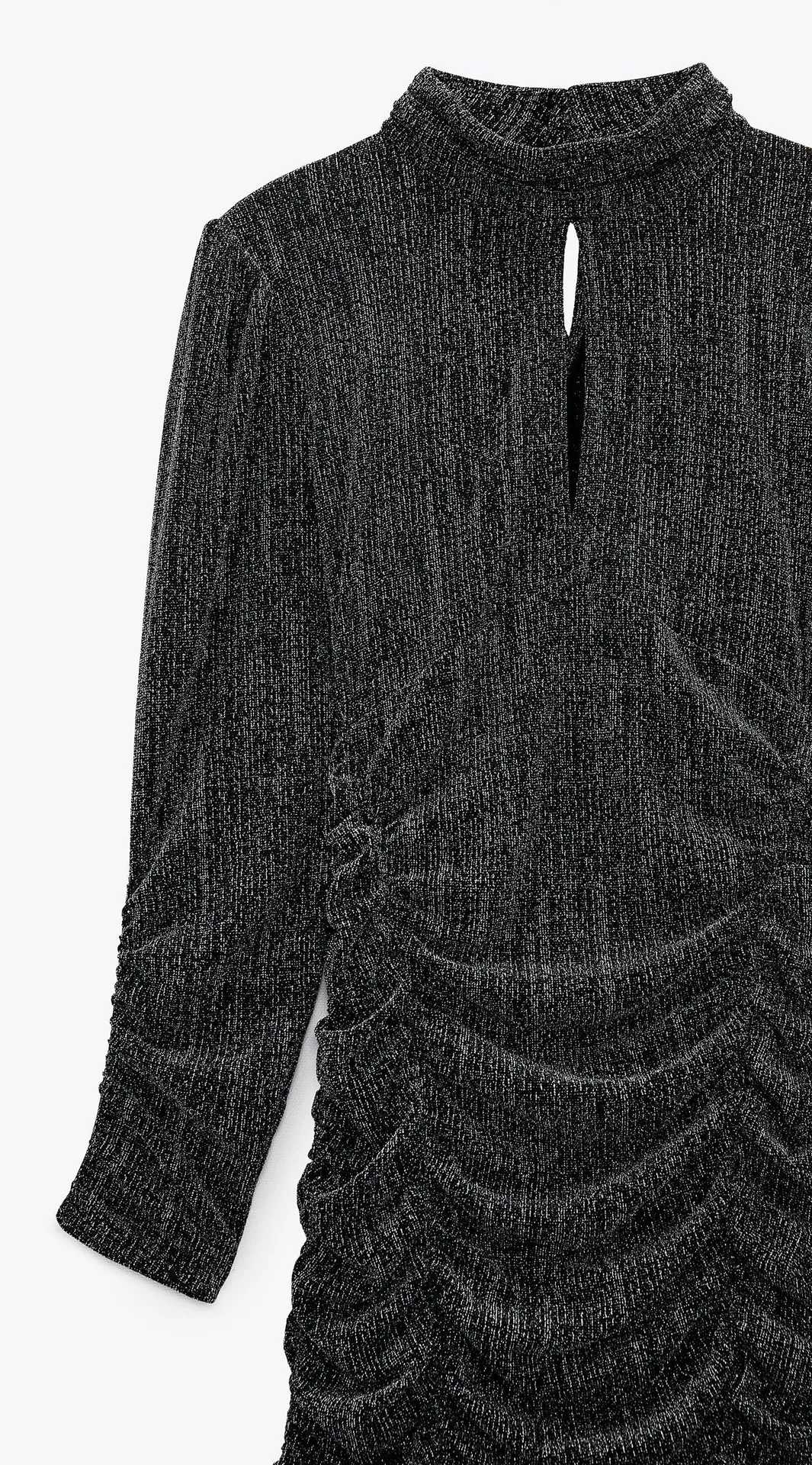 ZARA NWT  Silver Metallic Thread Ruched Dress - Image 4