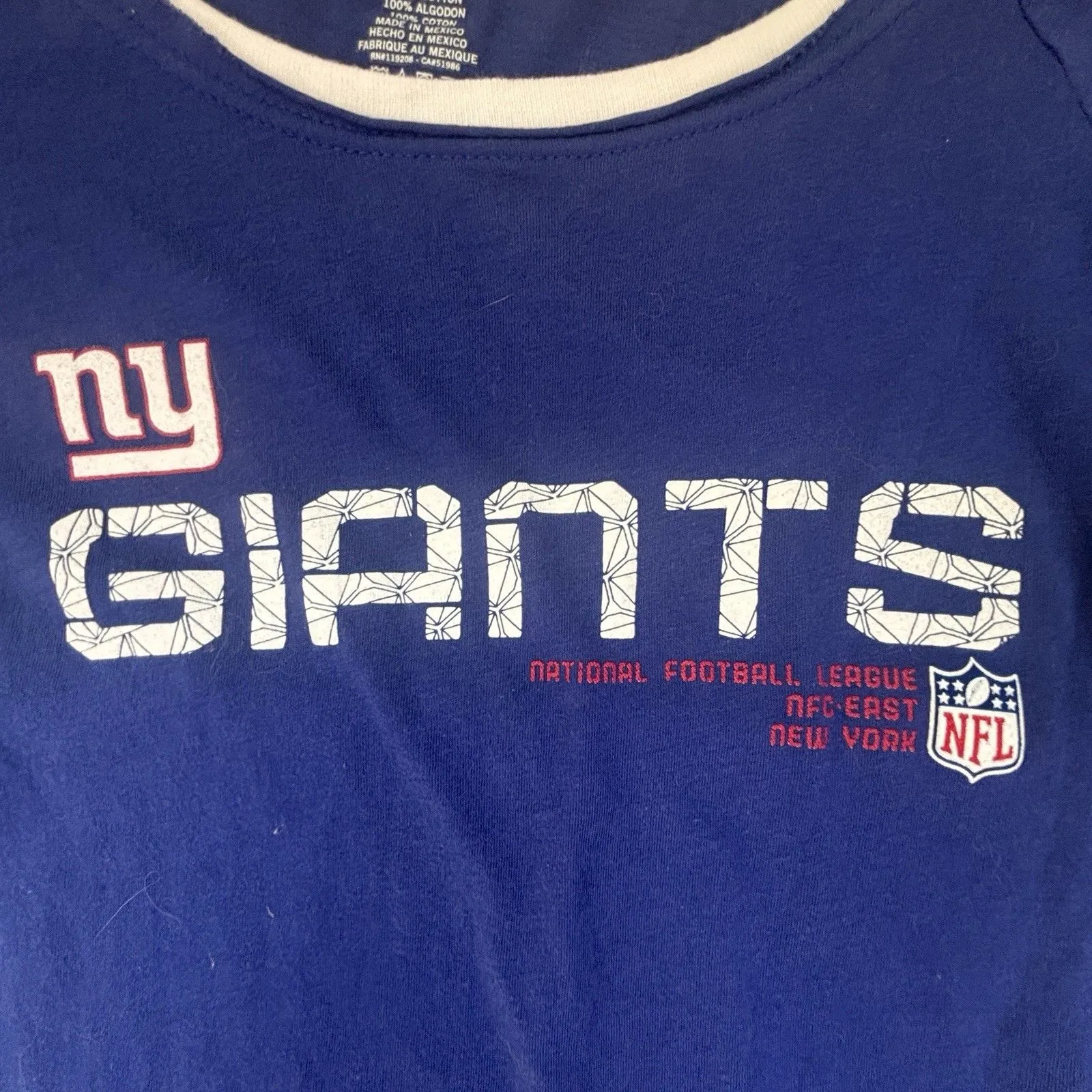 Reebok NFL NY Giants Women's Medium Layered Long Sleeve T-Shirt Blue White - Image 6