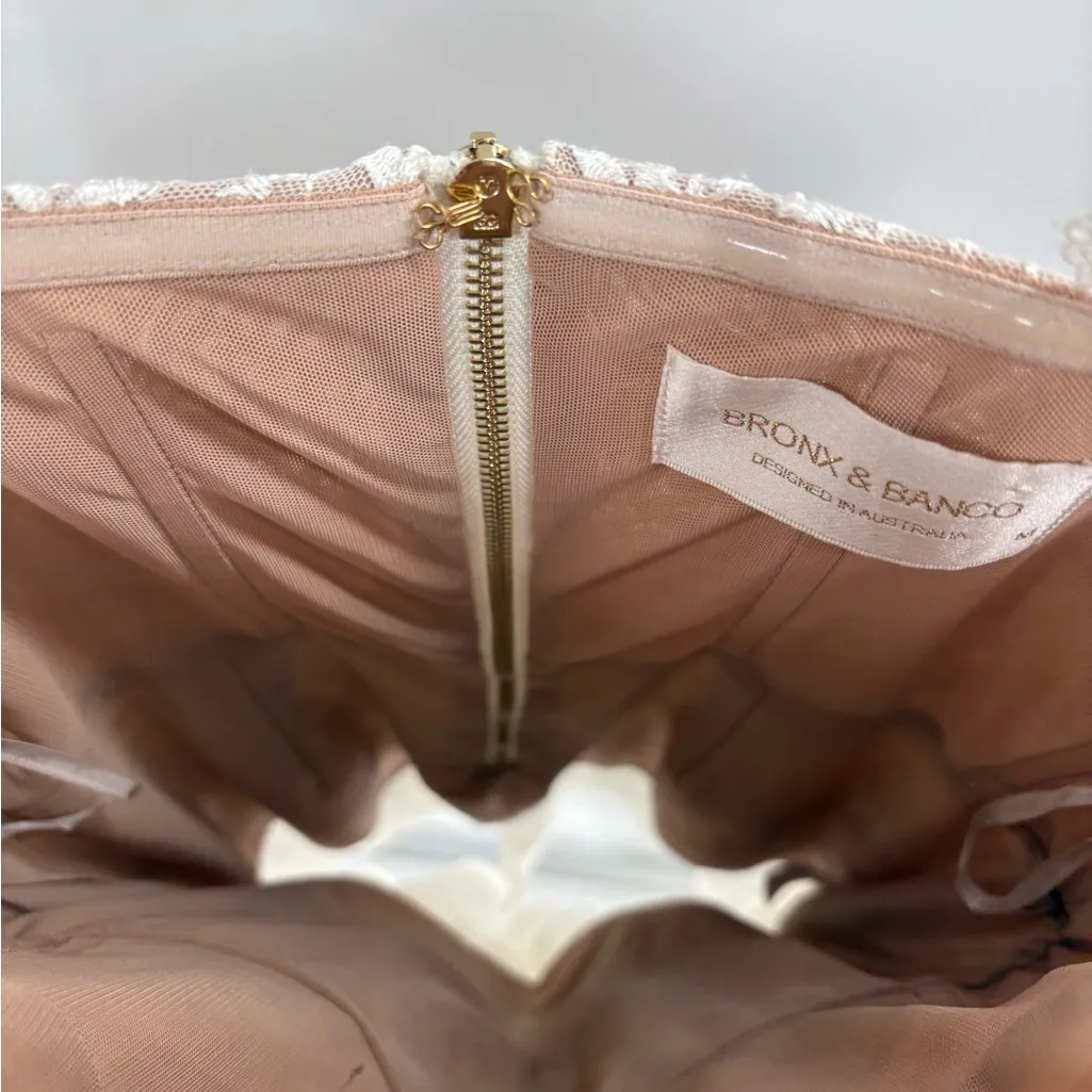 Bronx and Banco bride bridal wedding white boho Tiffany Blanc Dress size medium - Image 10