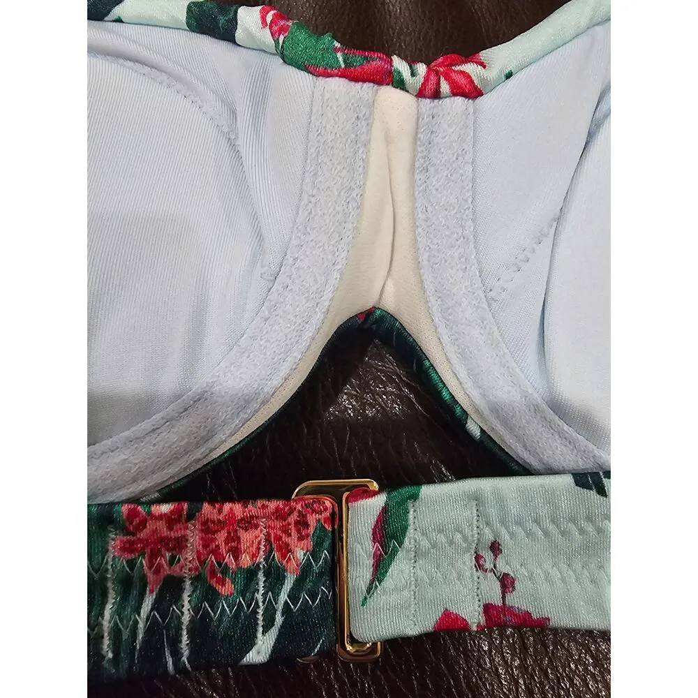 Victorias Secret Swim Padded Bandeau Bikini Top Bra Blue Palm NWT Size 32B - Image 9