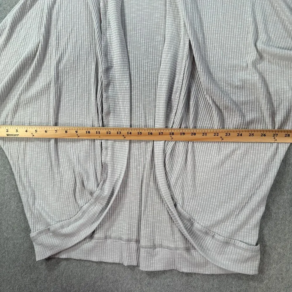 White Birch Ribbed Open Cardigan Top Women's L/XL Gray Dolman Long Sleeve - Image 6