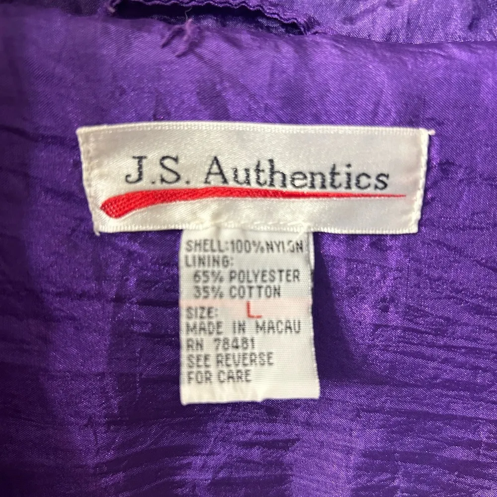 Vintage J. S. Authentics 80’s
90s Windbreaker Jacket size L Purple Size L - Image 3