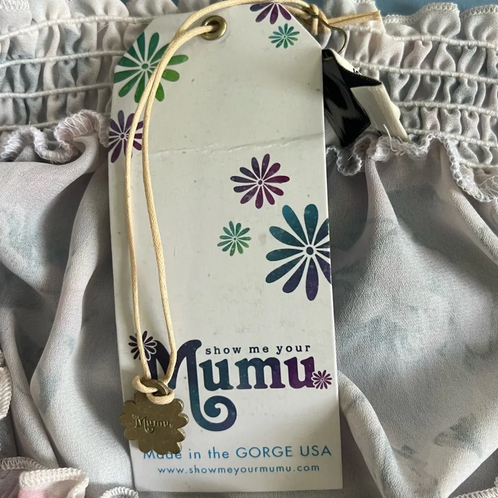 NWT Show Me Your Mumu Gigi Everlasting Rose Smocky Off The Shoulder Crop Top - Image 5