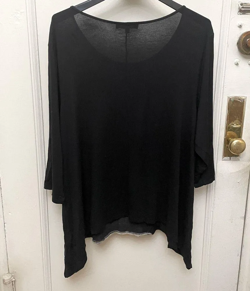 B.L.E.U 3/4 Sleeve Scoop Neck Shirt Black & Tan Size 2X - Image 2
