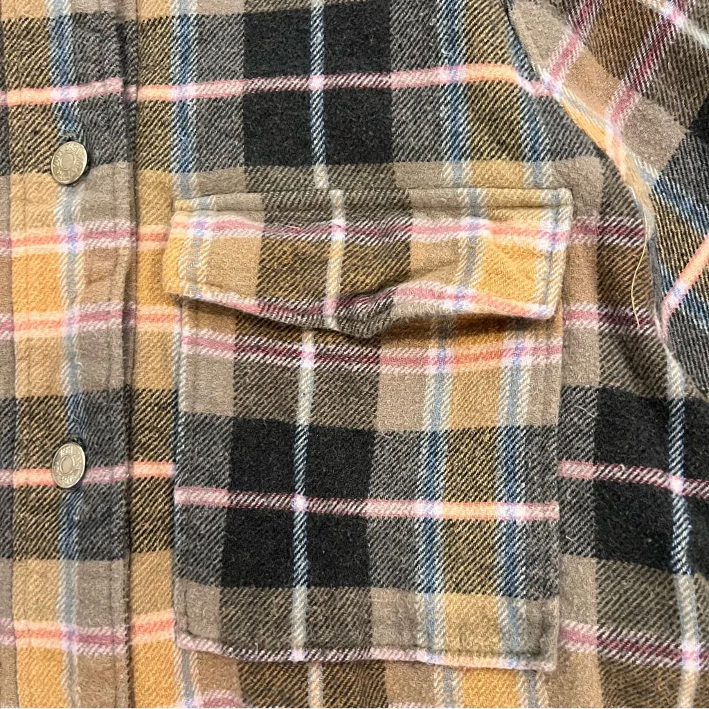 Zara  Flannel Plaid Brown/Pink/Tan Shacket 100% Cotton - Image 10