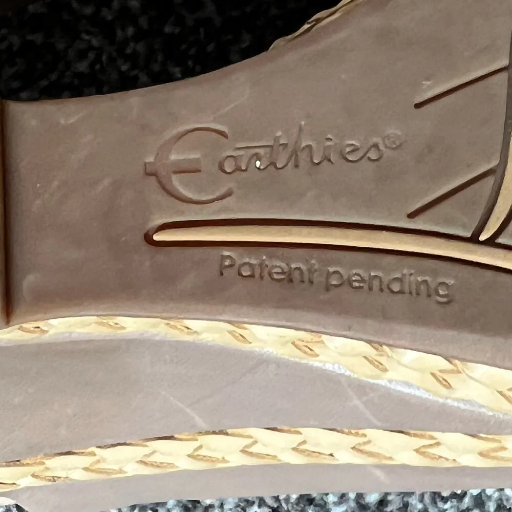 Earthies Setina Wedge Sandal Women 11 Taupe Leather Laser Cut Platform Boho Chic Brown - Image 15