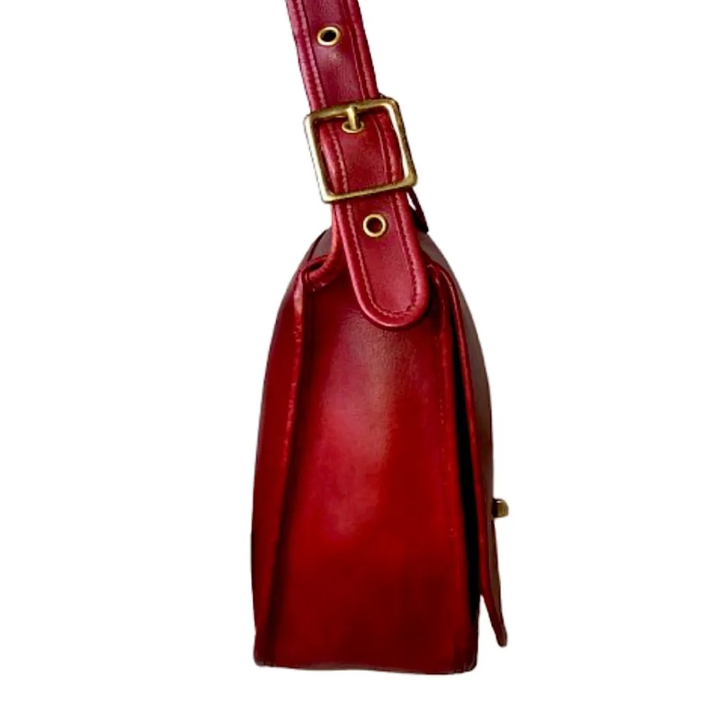 Vintage COACH Stewardess Red Glove Tanned Turn Lock Bag Costa Rica COA 9525 - Image 8
