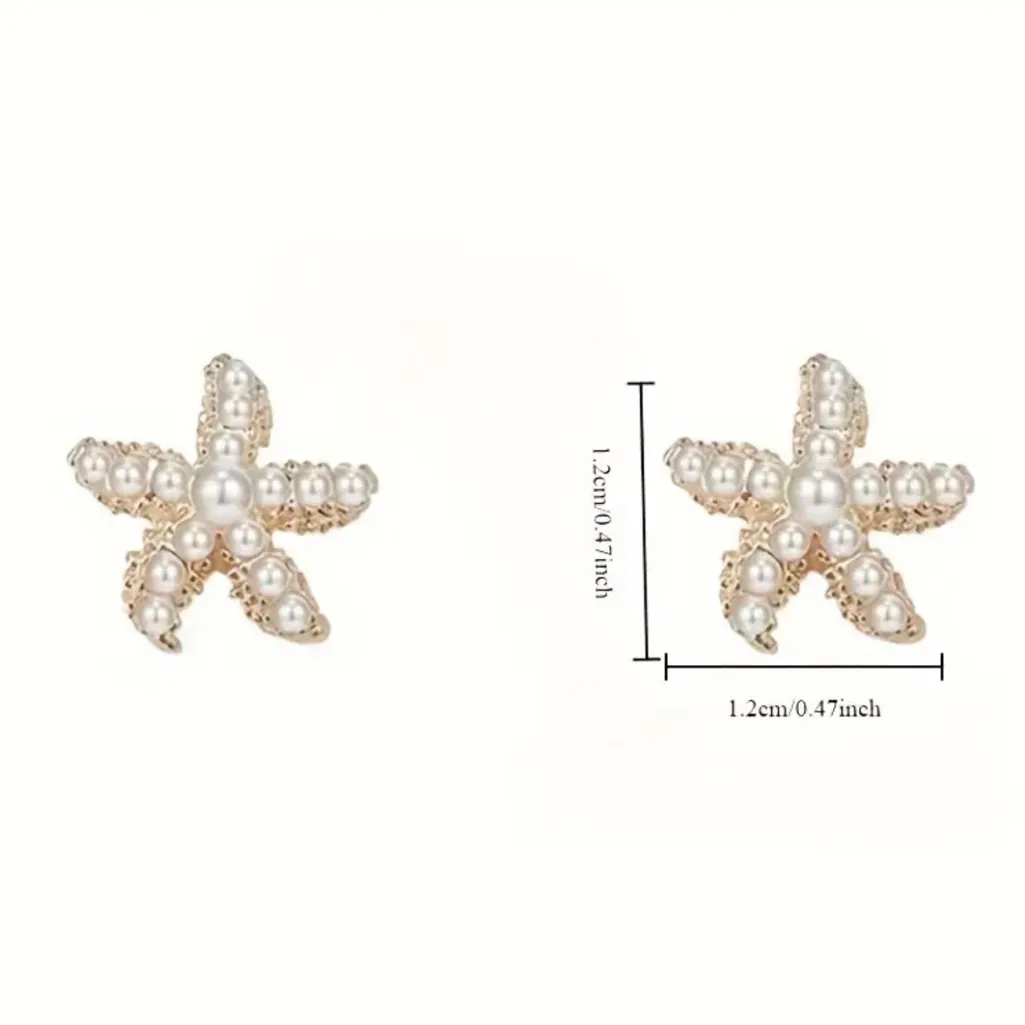 Gold Starfish Pearl Earrings - Image 5