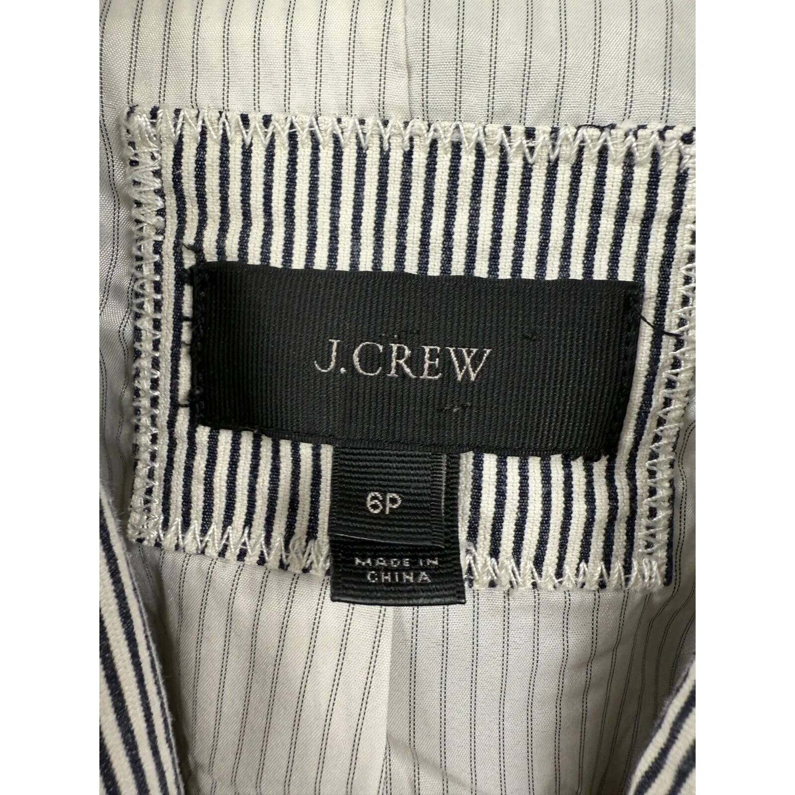 J Crew Blazer Womens Stripped Blue and White Single Button Jacket‎ Size 6 Petite - Image 2