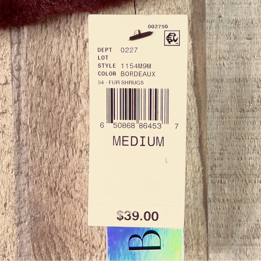 BCX Dress Purple Shade Lined Faux Fur Shrug w/Pendant for Closure Lux So… - Image 7