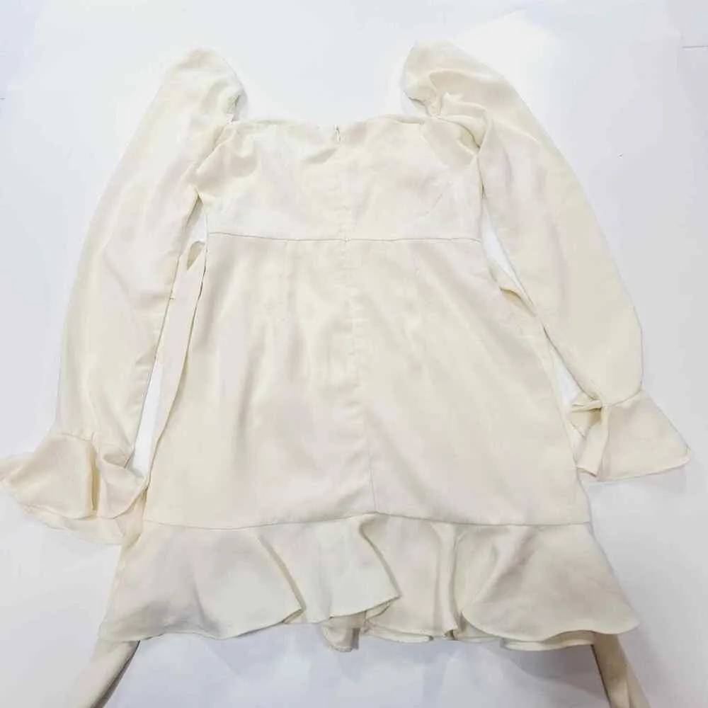 MORE TO COME Khloe Ruffle Sleeve Mini Dress in Ivory Small - Image 9