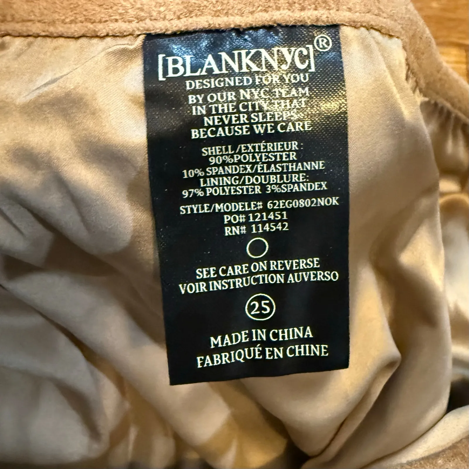 Blank NYC Women’s 25 Tan Faux Suede Lined Wrap Mini Skirt Cabin Moto Biker - Image 8