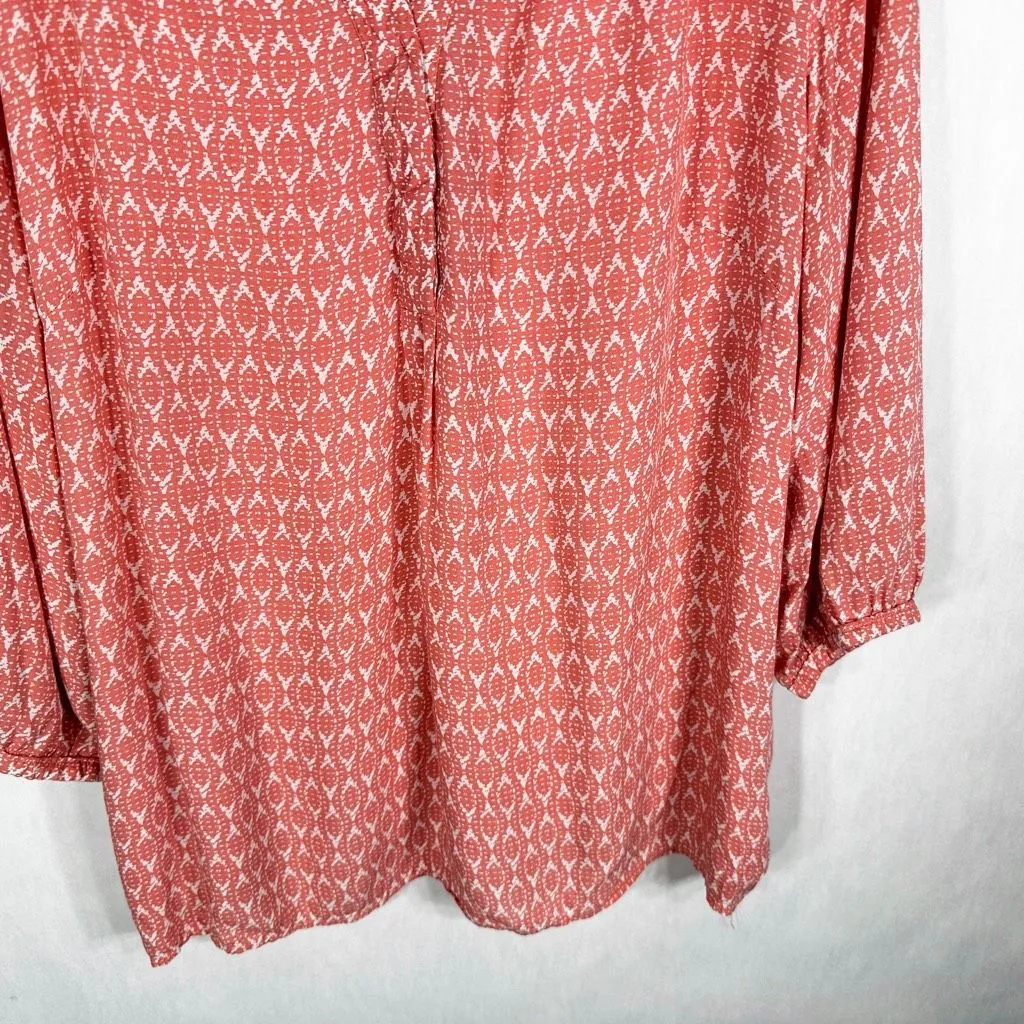 Saint Tropez West Plus Size 1X Top Pink White V Neck Rayon Boho Pullover 981 - Image 4
