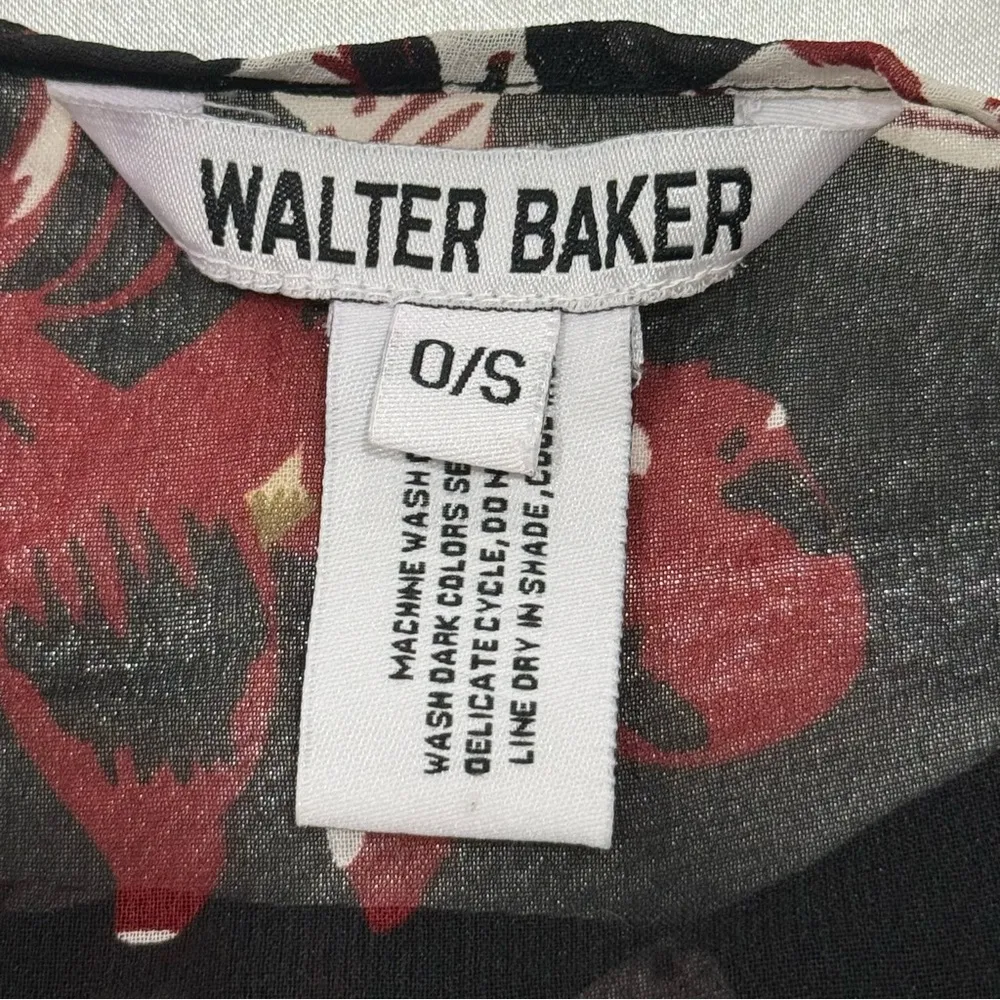 Walter Baker Tulum Caftan Floral Kimono Robe Swim Cover Up Black One Size Boho - Image 9