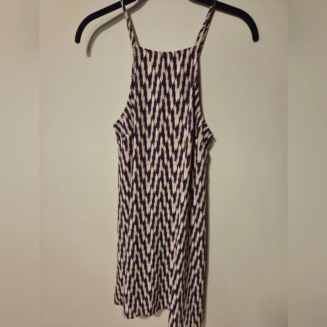Lush Purple Navy and Cream Zigzag Racerback Dress XS - Image 3