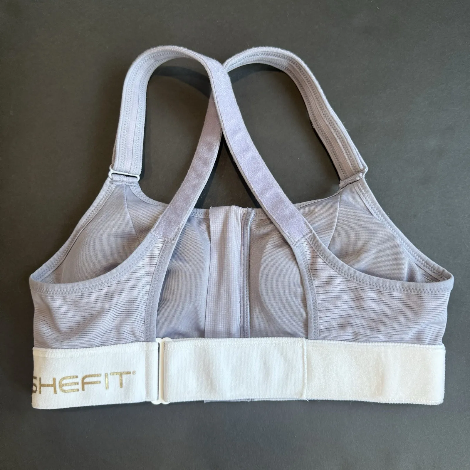 SheFit Ultimate Sports Bra Medium Max Support High Impact Zip 110002 Victorious Purple - Image 2