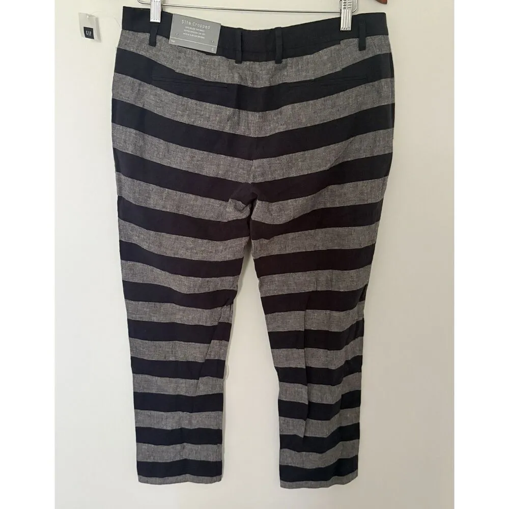 NWT GAP Slim Crop Pants Rugby Stripe Linen Cotton Blend Lightweight Trousers 6 - Image 3