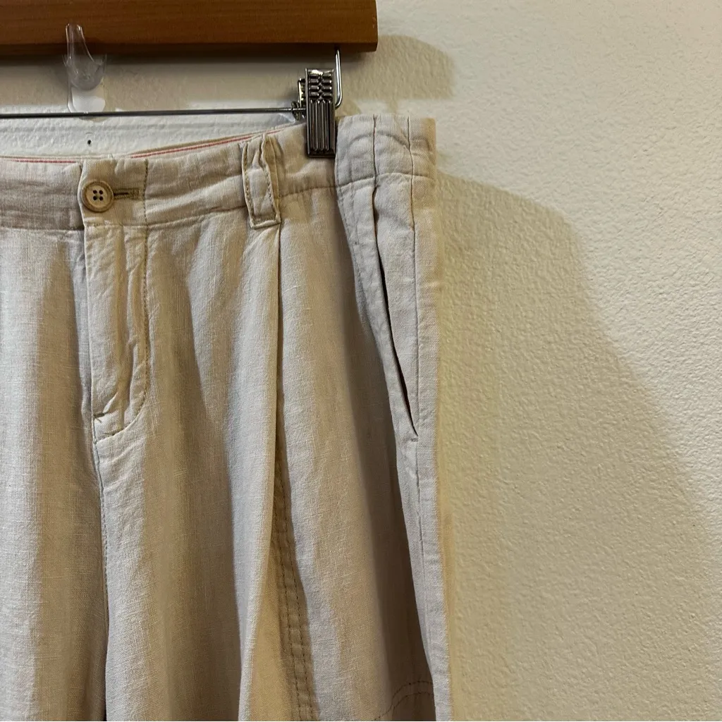Anthropologie Pilcro Cargo Culottes Linen Blend Cropped Pants Cream Size 6 - Image 6