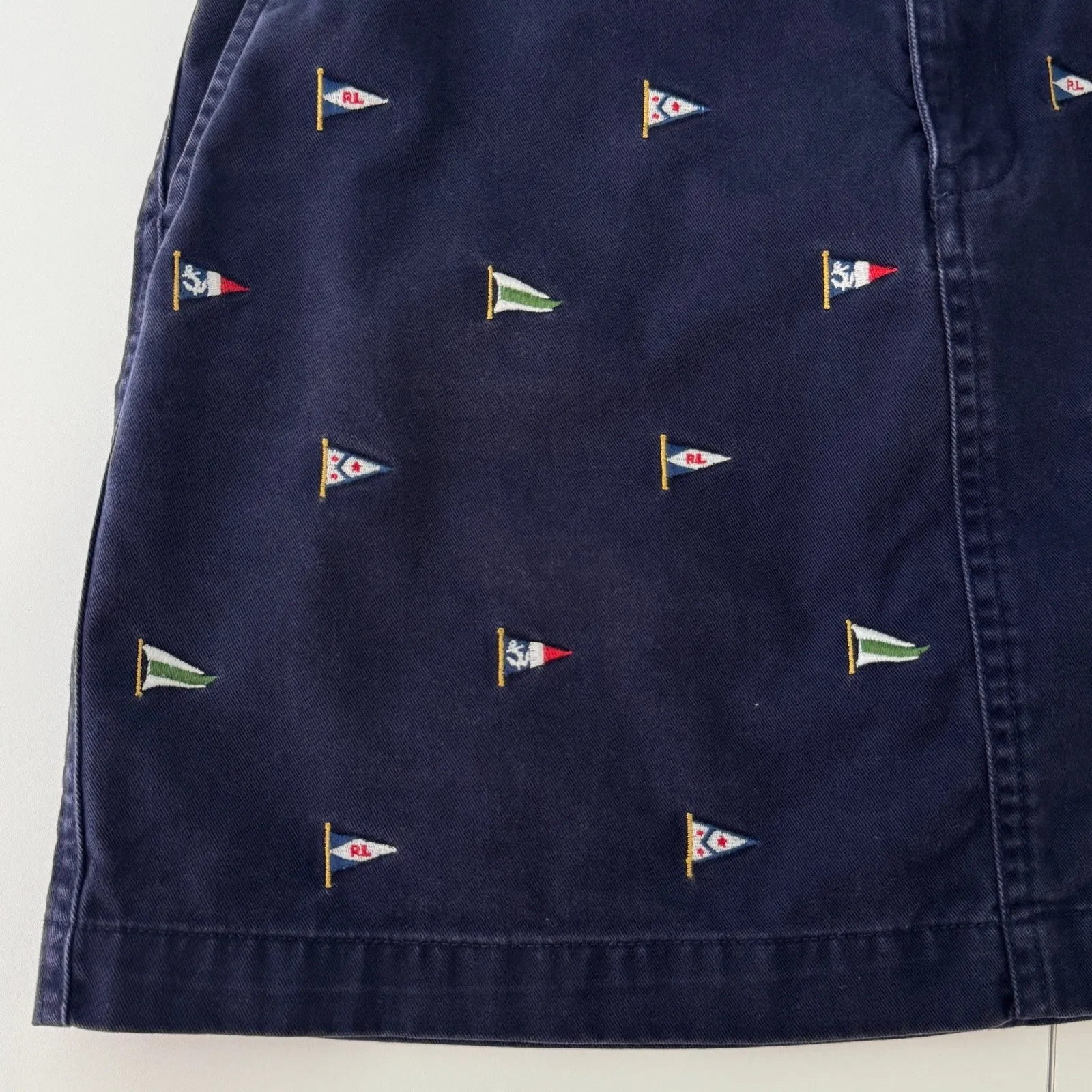 Ralph Lauren Sport Mini Skirt 6 Navy Nautical Flag Embroidered Preppy Classic - Image 5