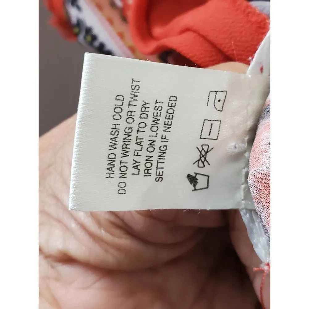 Love on a Hanger Women Orange 100% Polyester V Neck Sleeveless Top Blouse Size L - Image 8