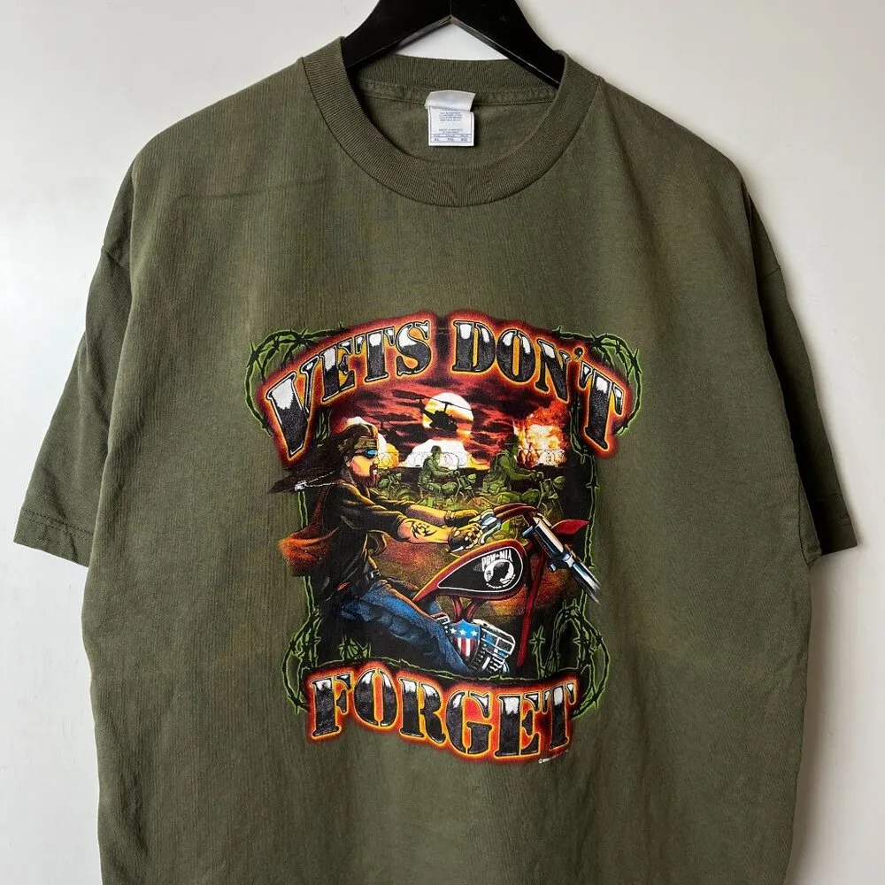 Vietnam Vets T Shirt Vintage Y2K Large L Brown Graphic Tee - Image 9