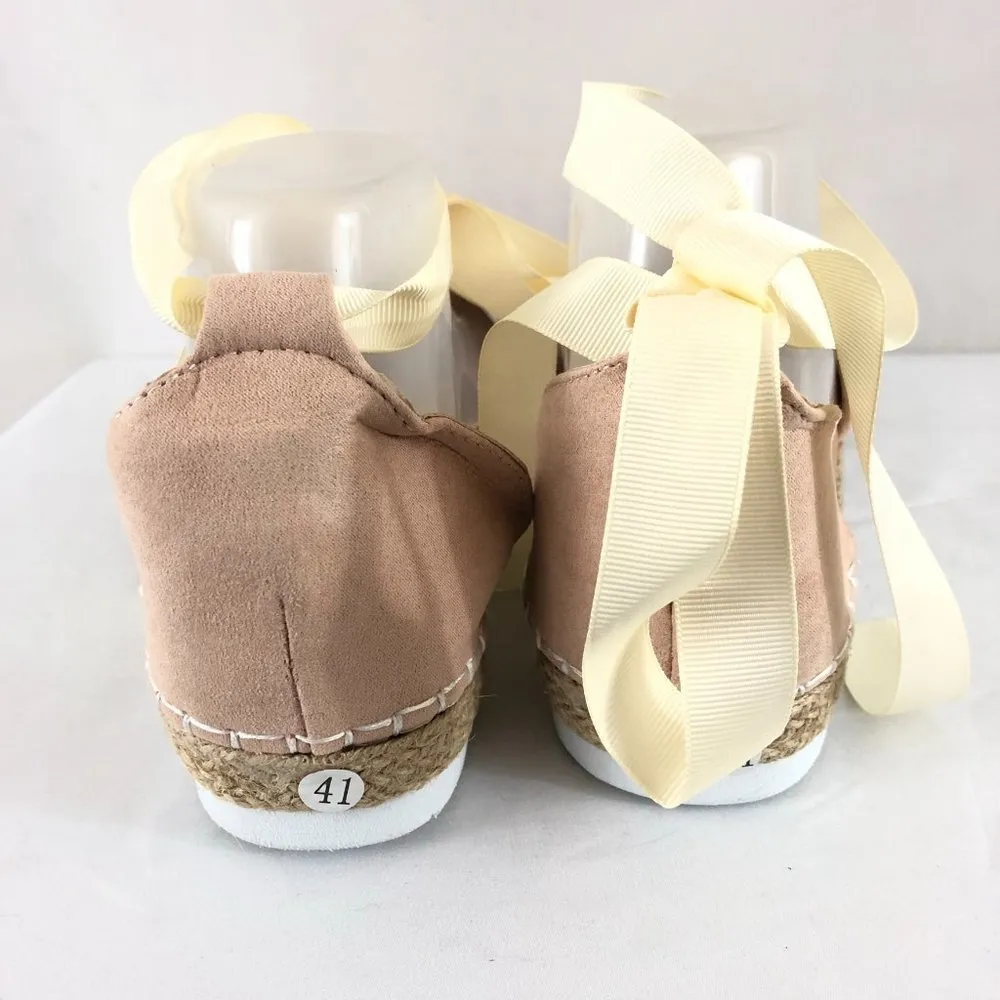 Womens D'Orsay Flats Ankle Strap Peep Toe US 10 Tan - Image 3