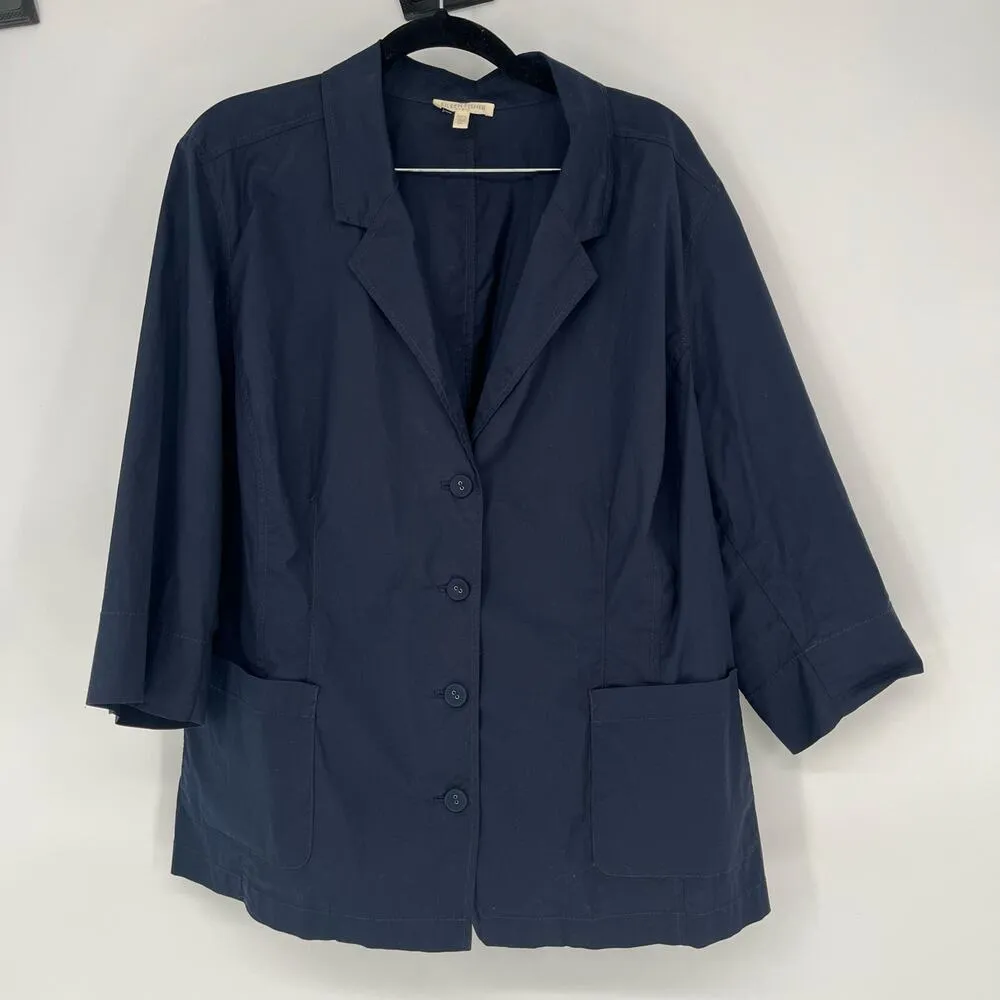 Eileen Fisher Navy Poplin Drawstring Blazer - Size 2X - Image 9