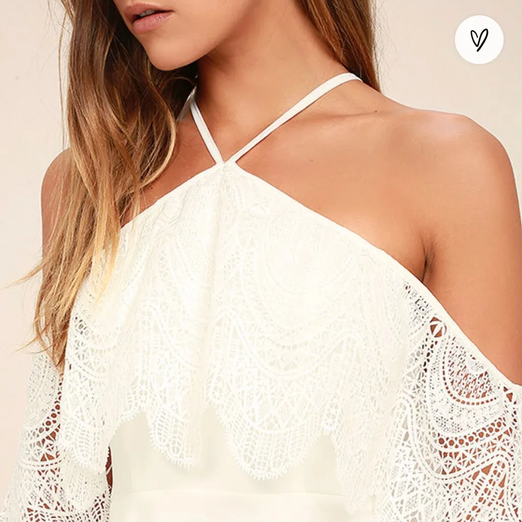 Lulu’s Unmatched Beauty White Lace Off-the-Shoulder Maxi Dress - XL - Image 4