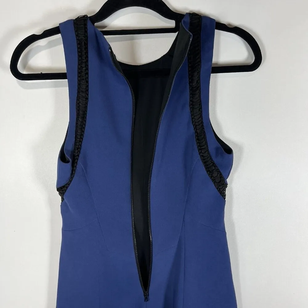 Rag And Bone Elegant Blue Dress Faux Leather Detail Trim Women’s Size 2 Designer - Image 11