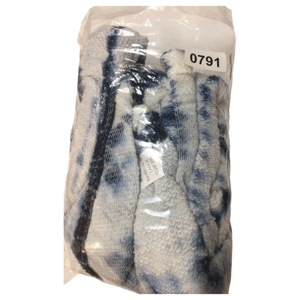 New XCVI Top Womens L Tie Dye Tunic Boho V Neck Short Sleeve Textured Knit Blue - Image 14