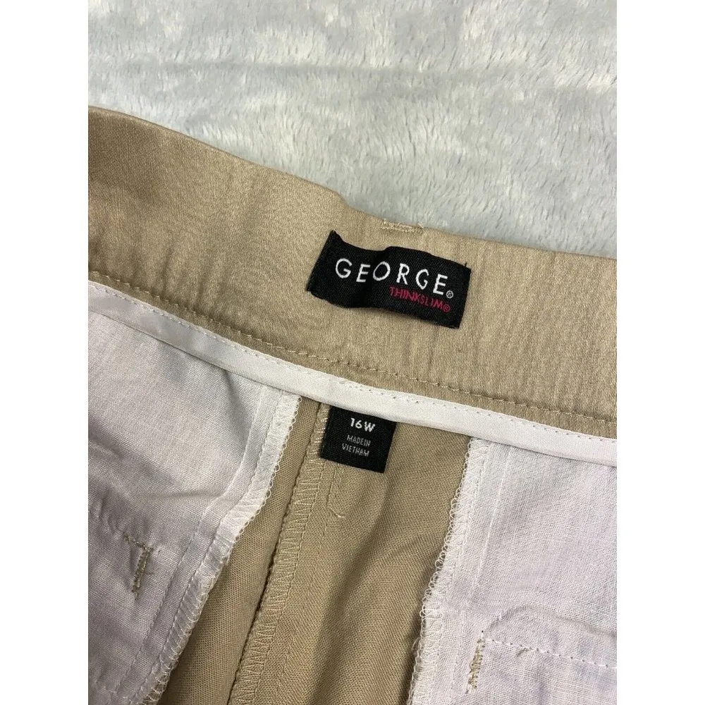 NWOT George Ankle Dress Pants Beige Sz 16W Flat Front Zip Pockets THINK SLIM - Image 6