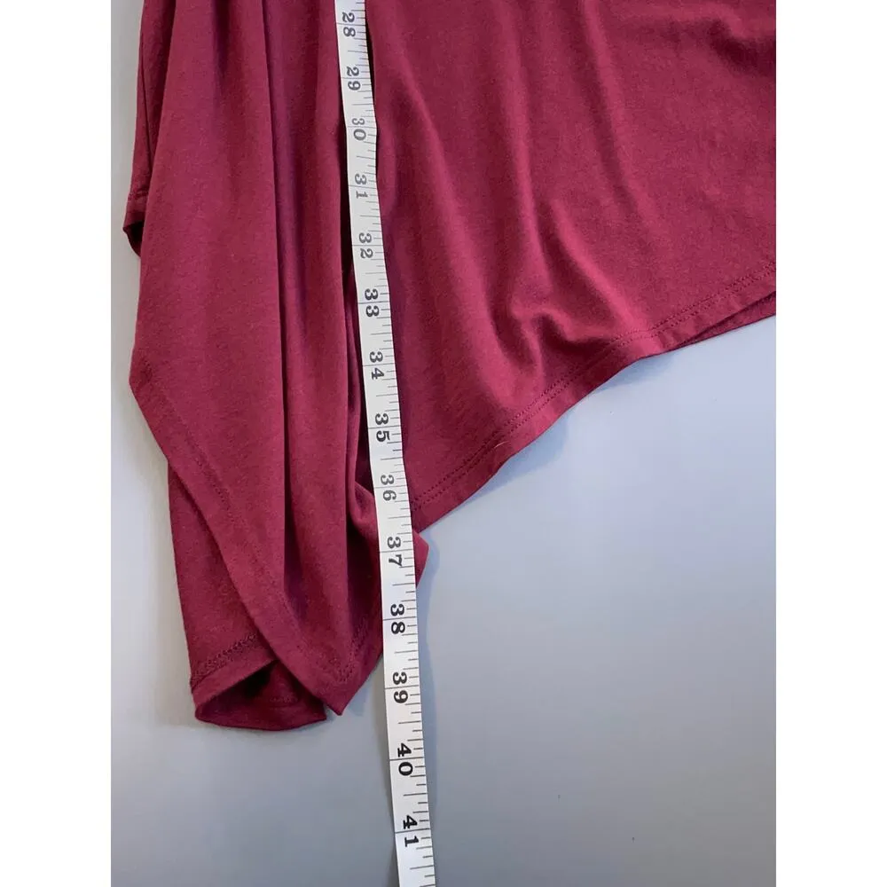 Eileen Fisher Burgundy Sharkbite Hem Pullover 3/4 Sleeve Dress Size Pet Small - Image 11